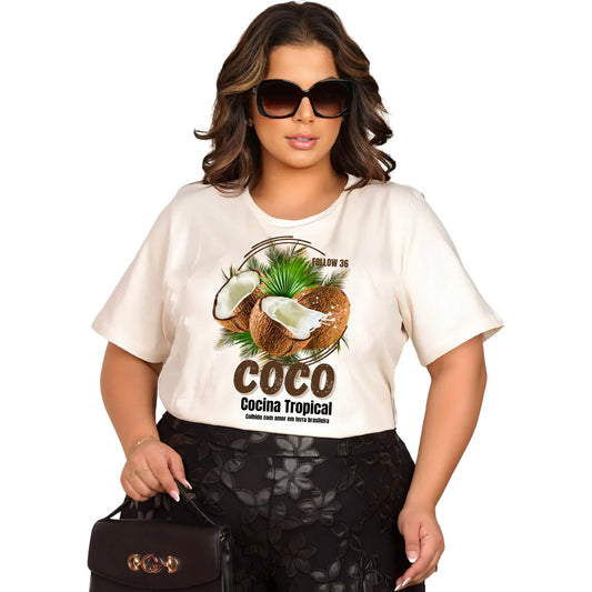 Camiseta Manga Curta Off-White - Coco