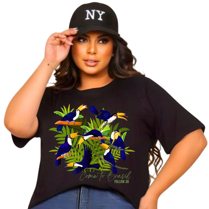 Camiseta  Manga Curta Preto - Família Tucano