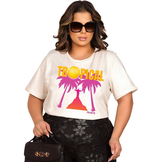 Camiseta Manga Curta Off-White - Tropical