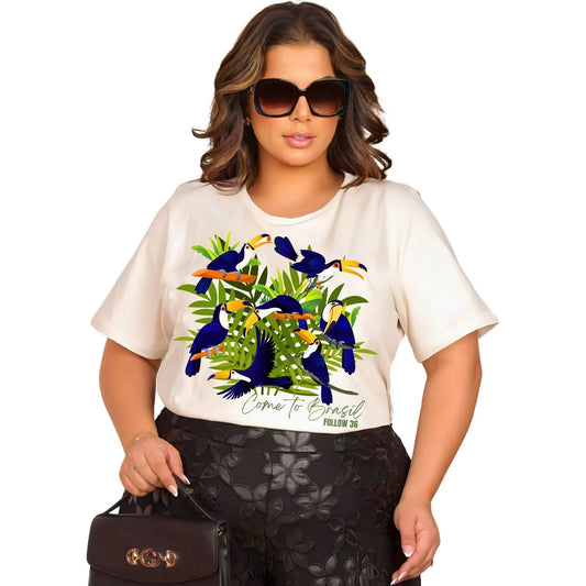 Camiseta  Manga Curta Off-White - Família Tucano