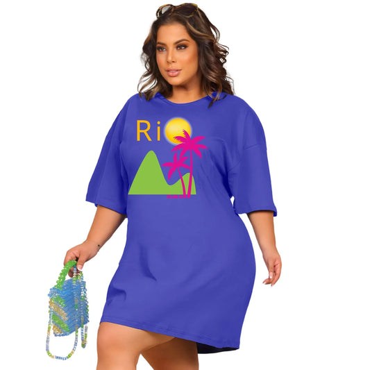 Vestido Curto Camisetão Azul Royal - Rio Coqueiro