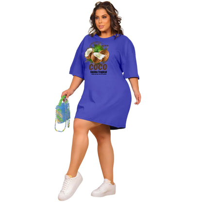 Vestido Curto Camisetão Azul Royal - Coco