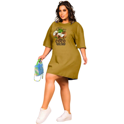 Vestido Curto Camisetão Bege - Coco