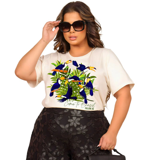 Camiseta  Manga Curta Off-White - Família Tucano