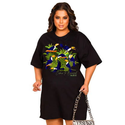 Vestido Curto Camisetão Preto - Família Tucano