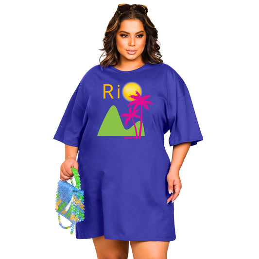 Vestido Curto Camisetão Azul Royal - Tropical