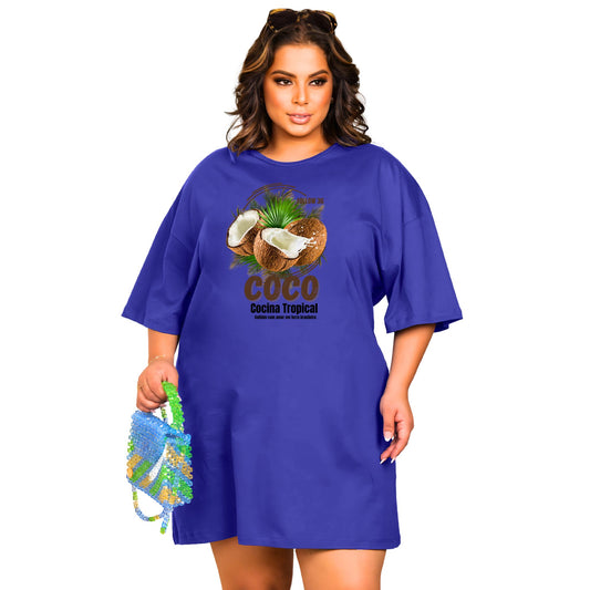 Vestido Curto Camisetão Azul Royal - Coco