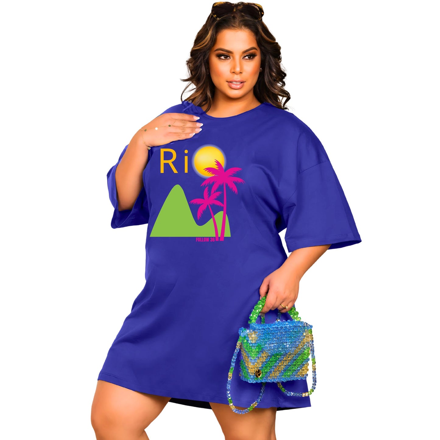 Vestido Curto Camisetão Azul Royal - Rio Coqueiro