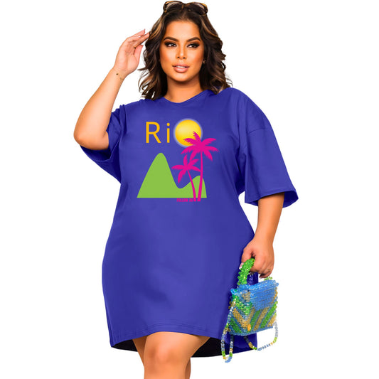 Vestido Curto Camisetão Azul Royal - Rio Coqueiro