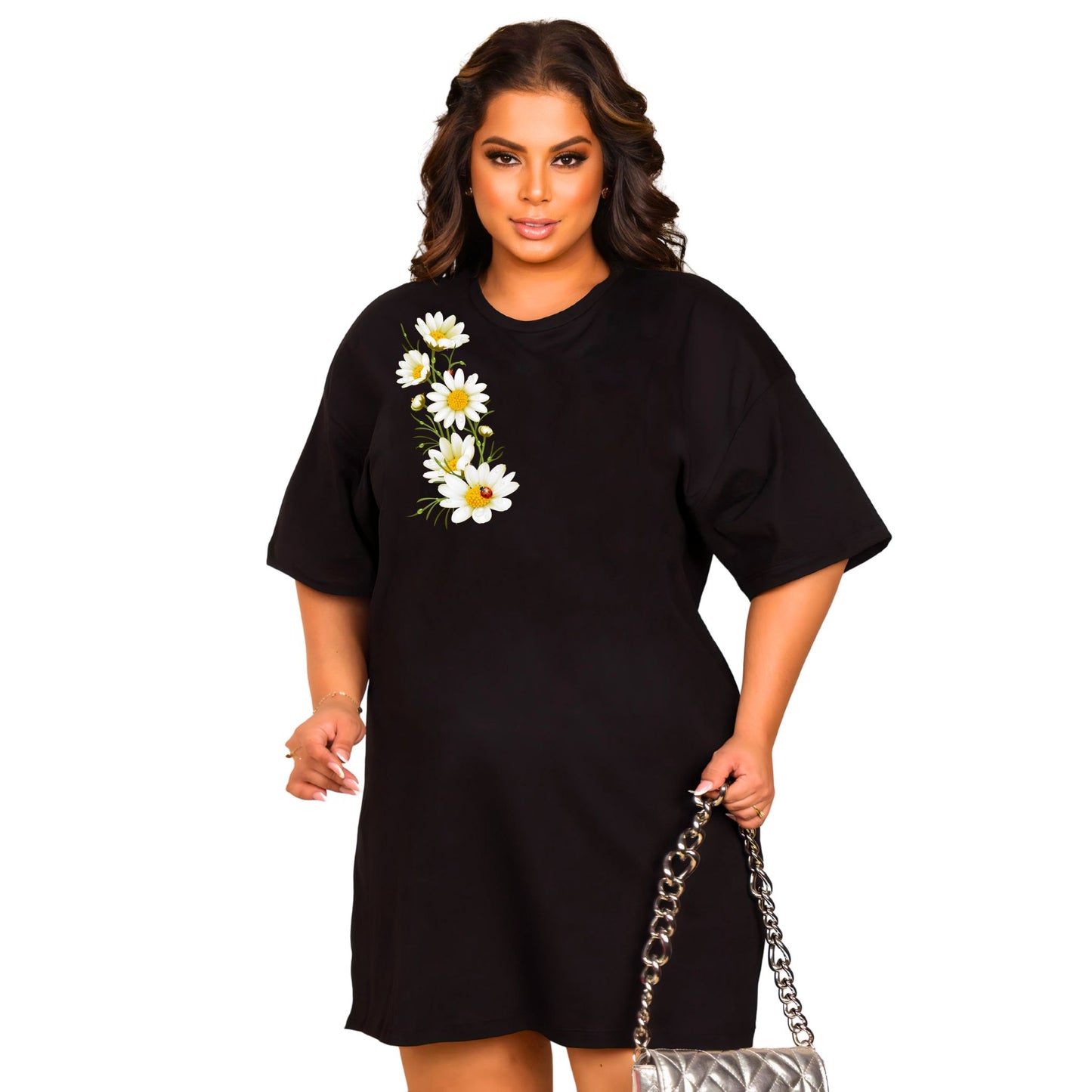 Vestido Curto Camisetão Preto - Margarida