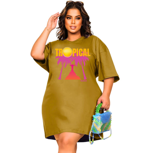 Vestido Curto Camisetão Bege - Tropical