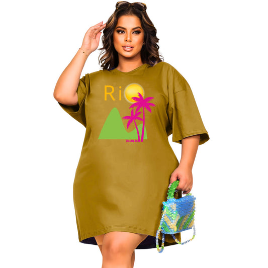 Vestido Curto Camisetão Bege - Rio Coqueiro