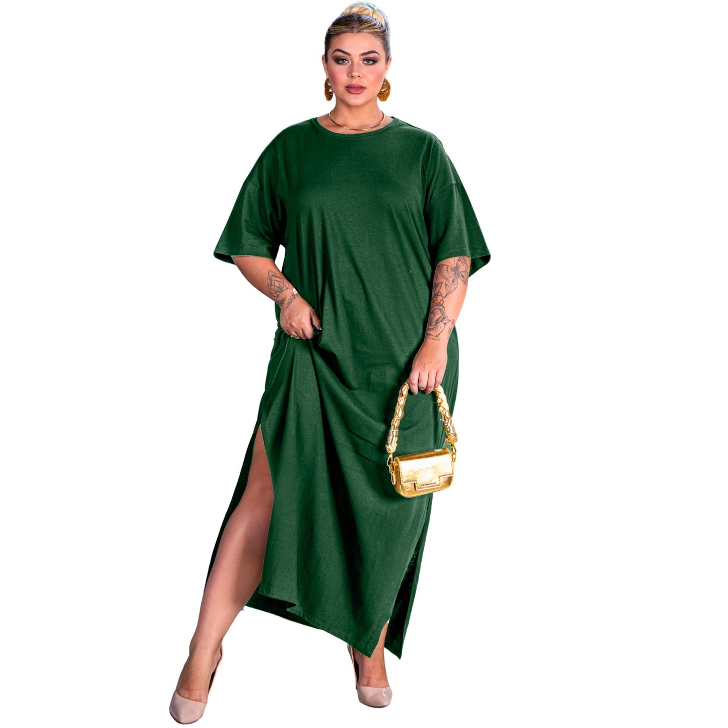 Vestido Longo Verde Escuro - Liso