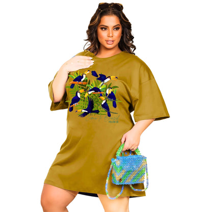 Vestido Curto Camisetão Bege - Família Tucano