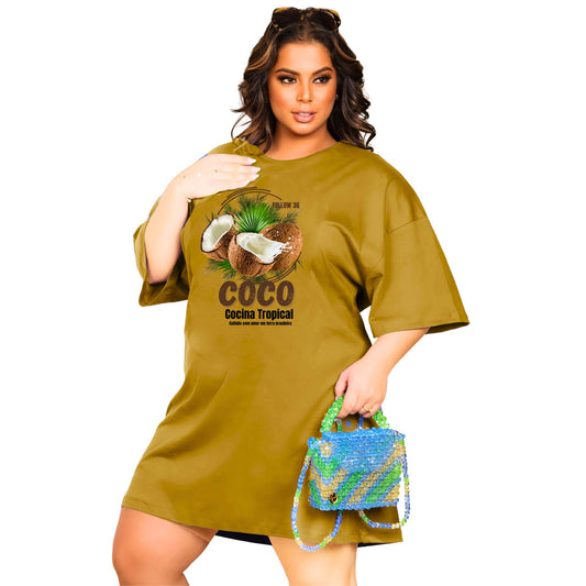 Vestido Curto Camisetão Bege - Coco