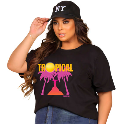 Camiseta Manga Curta Preto - Tropical