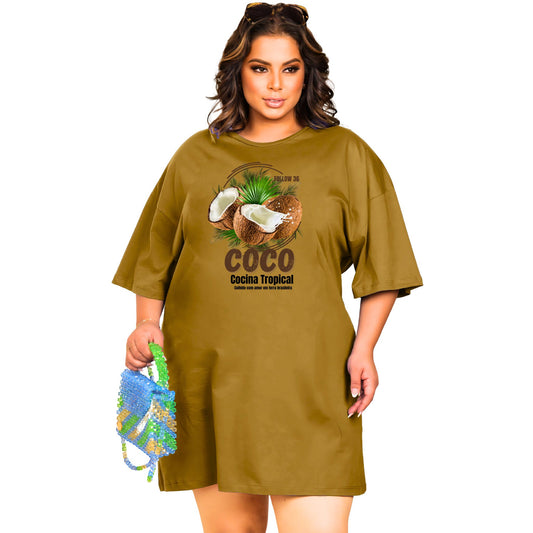 Vestido Curto Camisetão Bege - Coco