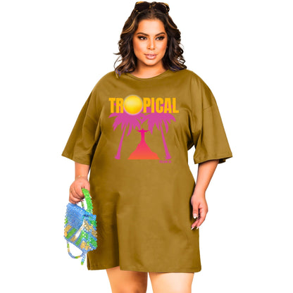 Vestido Curto Camisetão Bege - Tropical