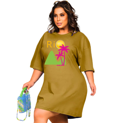 Vestido Curto Camisetão Bege - Rio Coqueiro